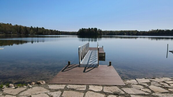 Lots of space by the water with dock and firepit.  