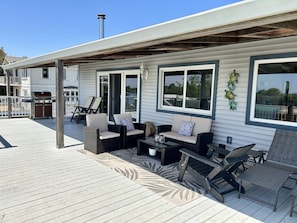 Relaxing deck overlooking the Delta waters.