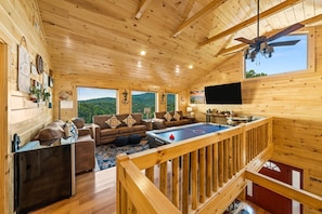 Game Room with 75" Smart TV overlooking a great Mountain View