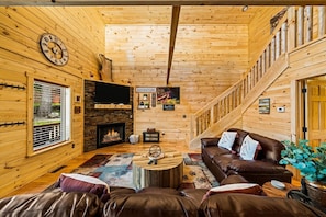 Living Room with Fireplace and Smart TV