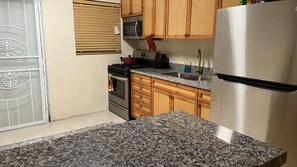 Kitchen with stainless steel appliances