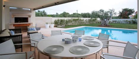 Terrace, pool and BBQ