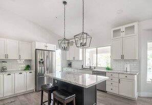 Semi-side view of kitchen