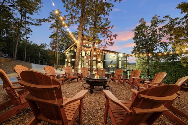 The fire-pit is the perfect spot to gather, make memories, and enjoy the views