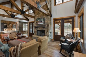 Main Living Space, Kitchen and Dining (Wood burning fireplace)