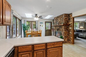 Kitchen & Dining with Fireplace