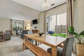 Dining area with outside view