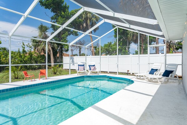 Newly resurfaced - Heated pool