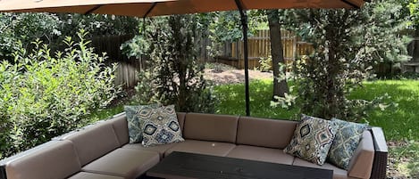 Outdoor living area with shade