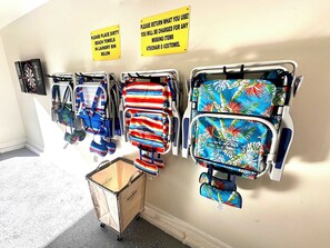 8 beach chairs for your use. Be sure to return what you use!