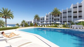Outdoor Pool with seating