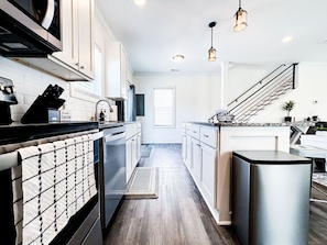 Kitchen with stainless steel appliances