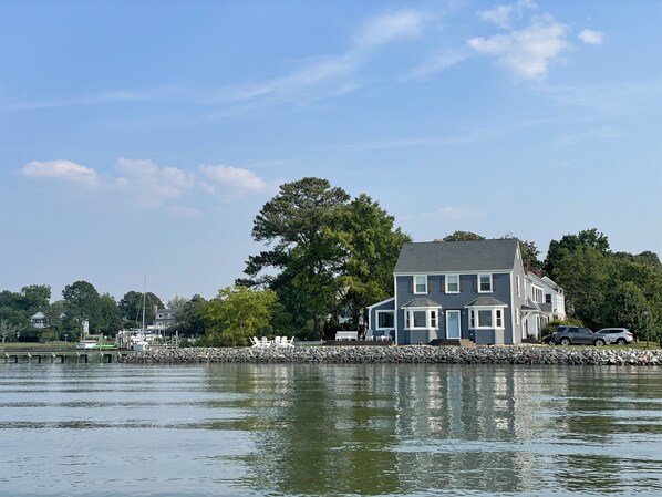 Our home - at the end of a quiet street with water views all around