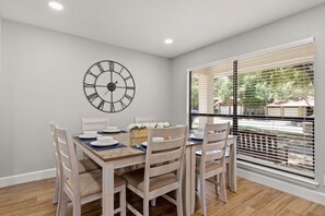 Enjoy shared meals and lively conversations in our stylish dining area