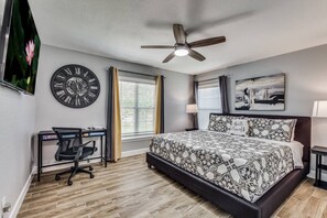 King bed with TV and desk