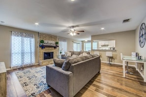 This spacious living room is perfect for entertaining.