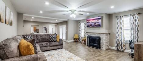 Spacious open living room for your family and friends to gather