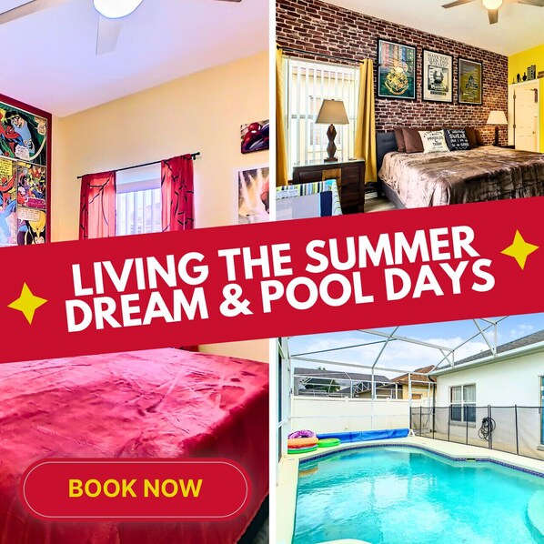 Single Level Pool Home next to Disney Every room is themed Converted garage into game room