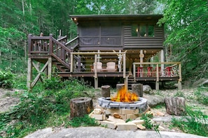 CABIN FACING RUSHING RAPIDS CREEK