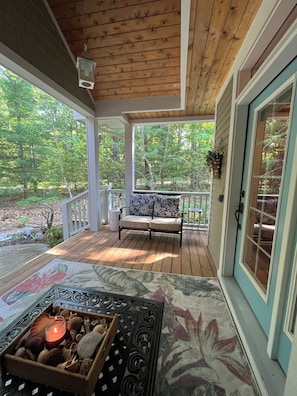 Quiet front porch for relaxing with friends and family