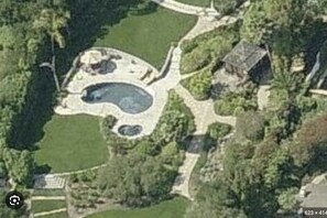 View from above... not showing main house just the Casita, Pool and Lawns.