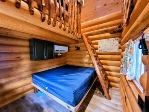 king bed downstairs; BYO bedding or rent ours