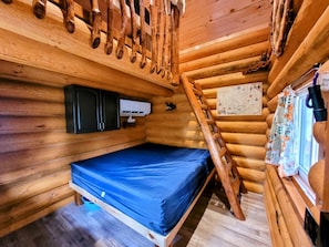 king bed downstairs; BYO bedding or rent ours