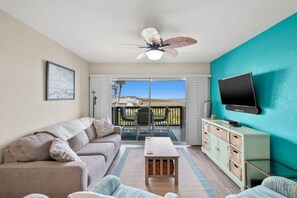 View of balcony from living room.