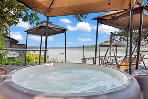 Soak your stresses away in the relaxing hot tub!