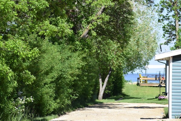 A view from our driveway to across the street. Water!