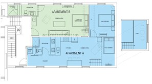 This is the entire suites showing Apartment A and Apartment B.