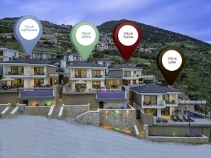 Four identical villas available for larger groups