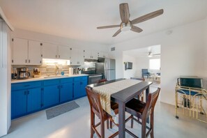 Lovely view of dining area, kitchen, and living space