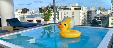jacuzzi view with rubber ducky floaty perfect for pictures and to relax.
