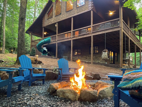 The outdoor firepit is a  favorite spot  for making memories year round