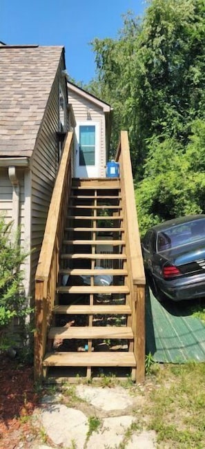 Back walkway to house above garage