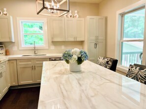 Large kitchen island with stools