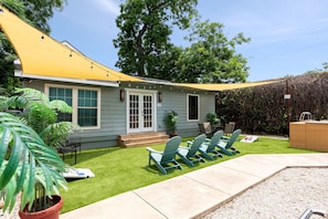 Our backyard is the perfect place for a cold beer on a hot day!