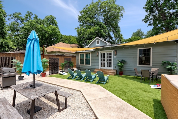 Our backyard is the perfect place for a cold beer on a hot day!