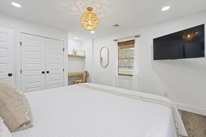 Master bedroom with 50" smart tv
