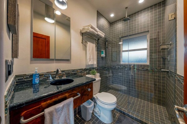 Full bathroom with walk-in shower