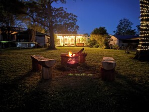 Firepit to enjoy the outdoors at night during the winter months