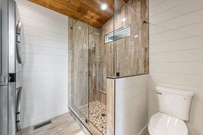 Spacious bathroom and shower for a tiny home