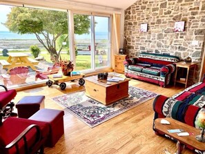 Living room with large windows