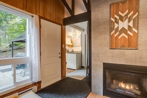 Backdoor and gas fireplace