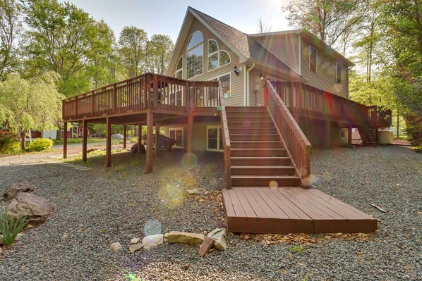 Pocono Lake Vacation Rental | 2,105 Sq Ft | 3BR | 2BA | Stairs Required