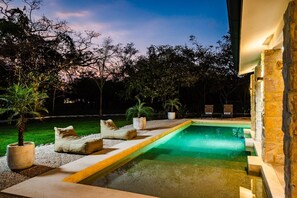 Amazing pool view at night.