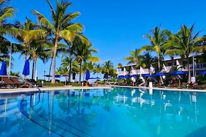 Waterfront resort with pools, marina, laguna, dining & more