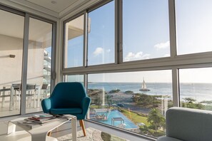 View with Sailboats passing by