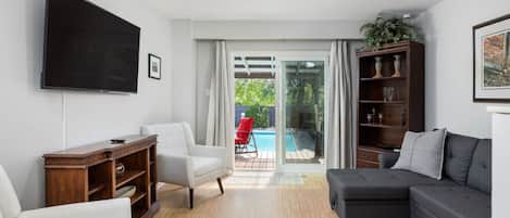 Family room with sofa bed for relaxing and unwinding.